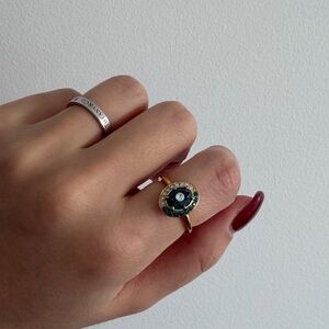 Swarovski gold and Green Ring